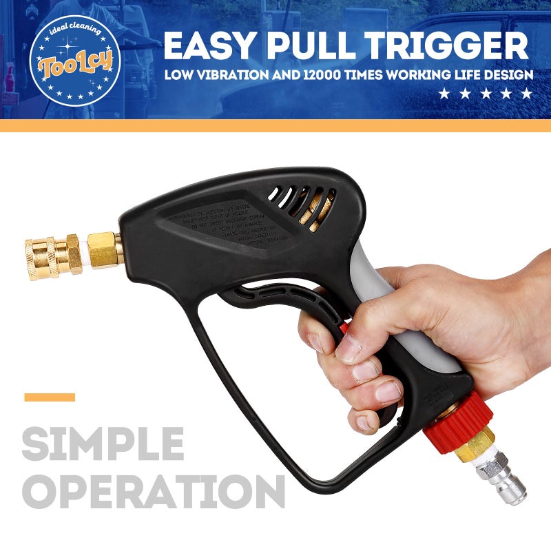 TOOLCY Pressure Washer Short Gun, Commercial 5000 PSI / 10.5 GPM with Nozzle Tips, 3/8" Swivel USA-NPT Thread x Quick Socket, Sturdy Design for Gas Power Washer - Image 4